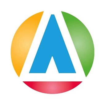 A colorful logo with a blue 'A' inside a multicolored circle divided into orange, green, and red sections.