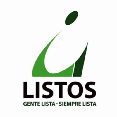 Abstract green logo with the text "LISTOS" and "GENTE LISTA - SIEMPRE LISTA" below.