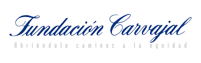 Cursive text reading "Fundación Carvajal" with slogan "Abriéndole caminos a la equidad" below.