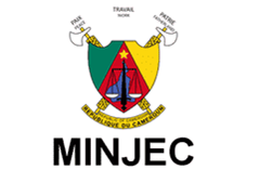 Coat of arms with scales and crossed axes, star, and text "MINJEC" below on white background.