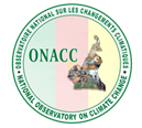 ONACC logo featuring a map of Cameroon with climate change imagery, encircled by text in English and French.