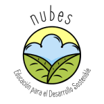 Logo with clouds, hills, sun, and the text "nubes" and "Educación para el Desarrollo Sostenible.