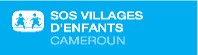 Blue SOS Villages d'Enfants Cameroun logo with silhouette of two running children.