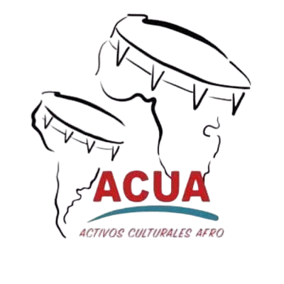 Outline of Africa with two drums; text reads "ACUA" with a tagline below.