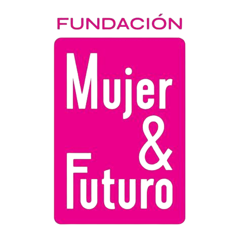 Bold pink logo with "Fundación Mujer & Futuro" in black text.