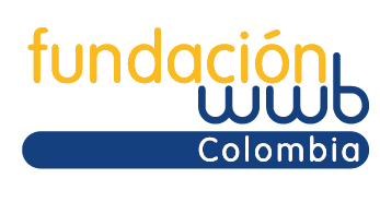 Logo with text "Fundación WWB Colombia" in yellow and blue.