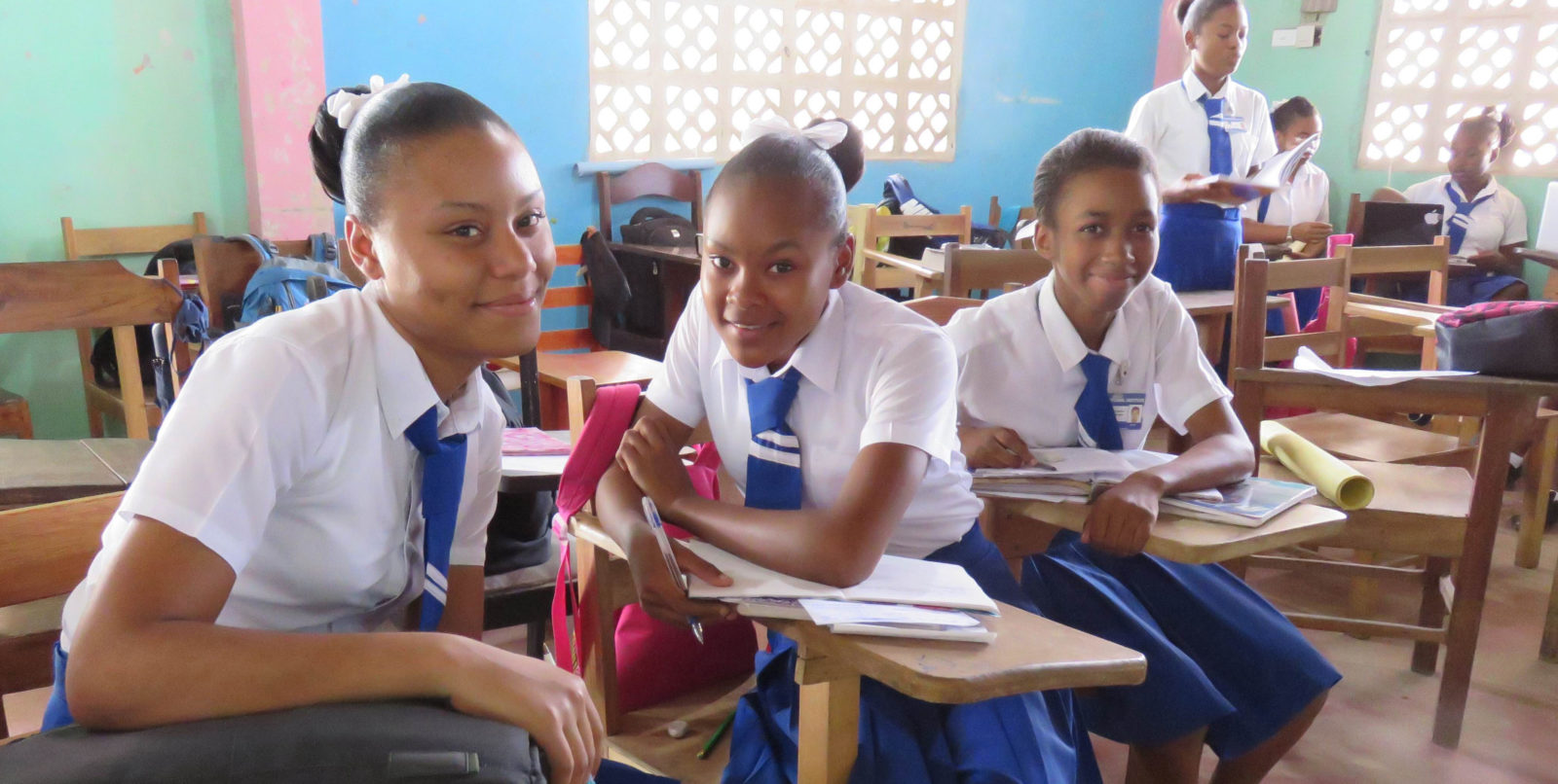 Schoolchildren at desks