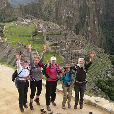 Group photo in front of Machu Picchu