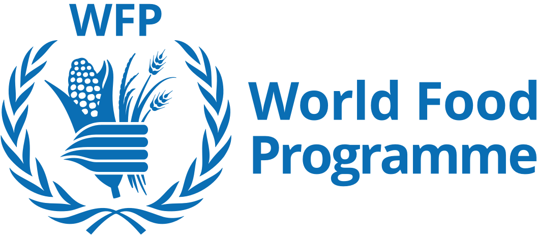 WFP World Food Programme logo with wheat, corn, and laurels in blue.